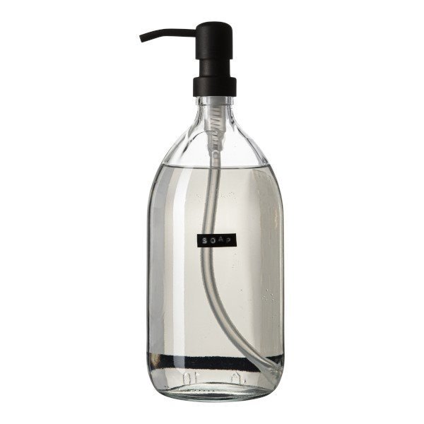 HANDSEIFE FRISCHE LEINEN KLARGLAS MESSINGPUMPE 1L 'SEIFE'